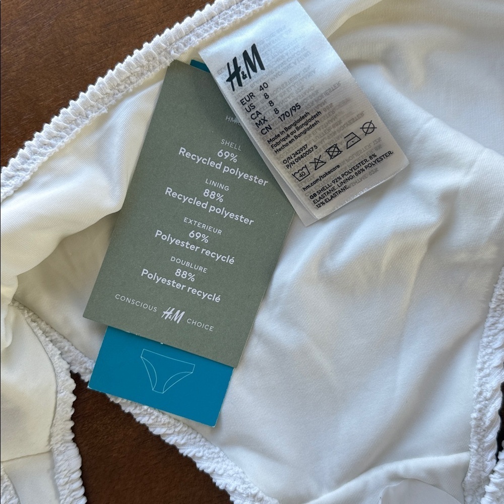 H&M White Cheeky Bikini Bottom NWT Size 8 - Picture 3 of 5